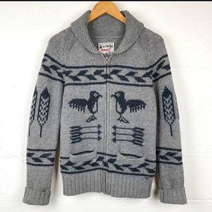 TNA Aritzia Cowichan Tribal Bird Sea to Sky Lambswool Sweater/Cardigan  Large